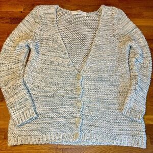 Zara Chunky Knit Cardigan in Green and White EUC Size M